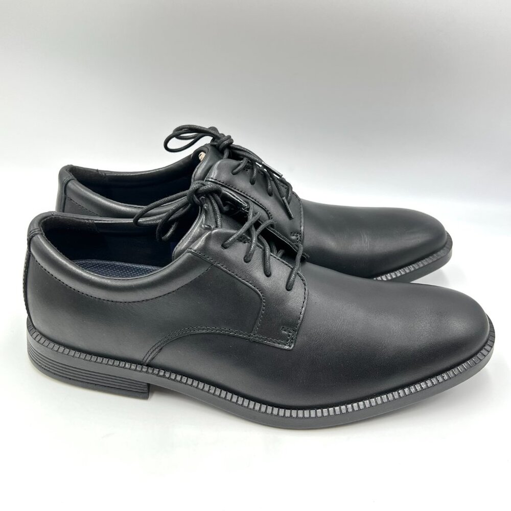 Rockport Mens Size 8‎ Dressports Plain Toe Black Leather Oxfords Shoes